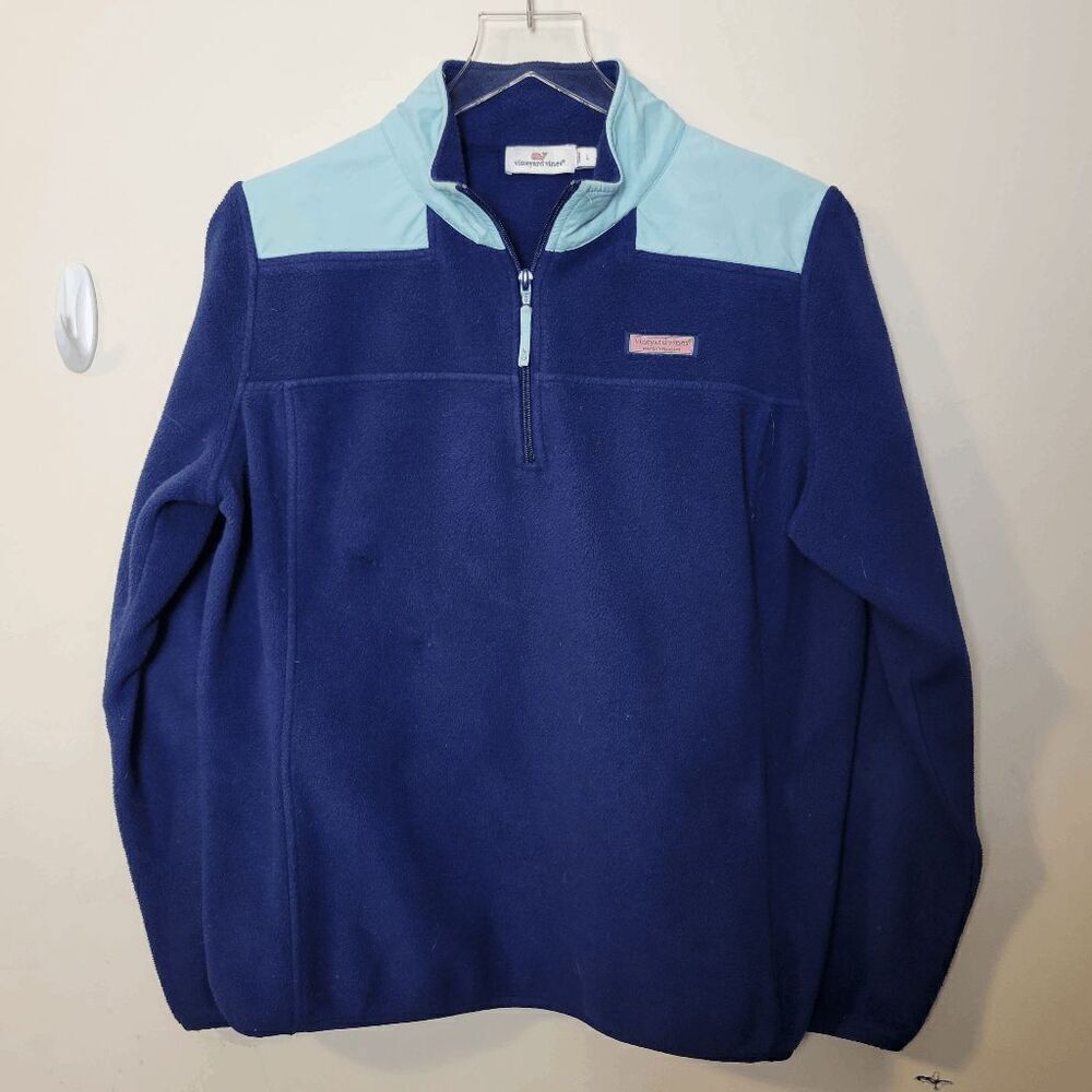 Vineyard vines Fleece Pullover Shep Shirt Quarter Zip Jacket Womens Blue Size La
